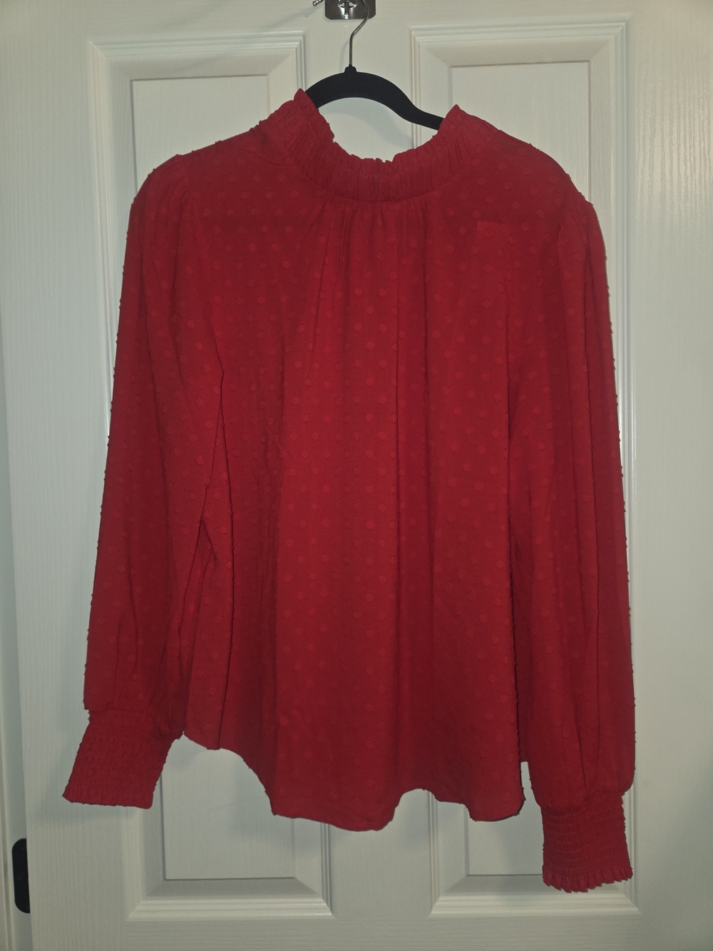 Loft - Red Textured Long Sleeve Blouse - Womens Size M - NWT